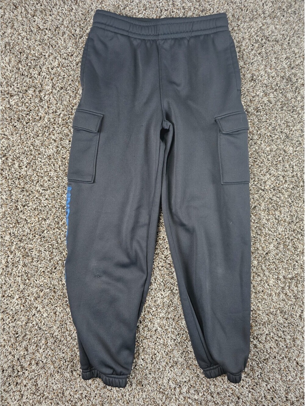 Under Armour Boys Sz M Jogger Style Cargo Athletic Pants Black Blue